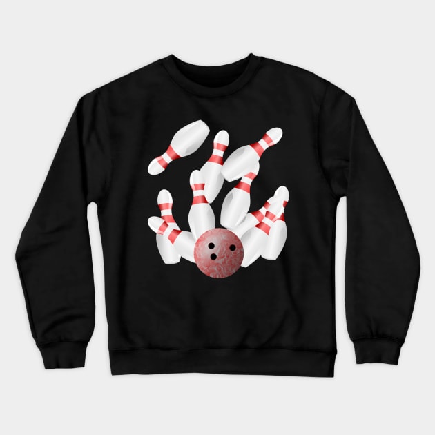 Ten Pin Bowling Strike Crewneck Sweatshirt by mailboxdisco